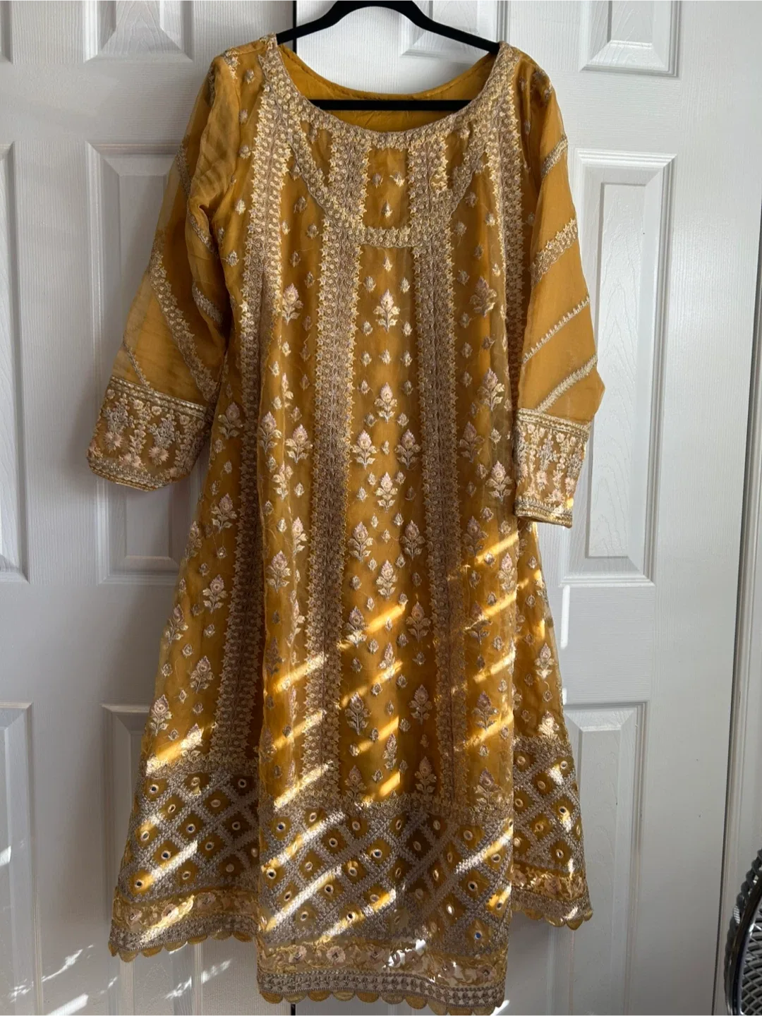 Embroidered Mustard Dress thumbnail