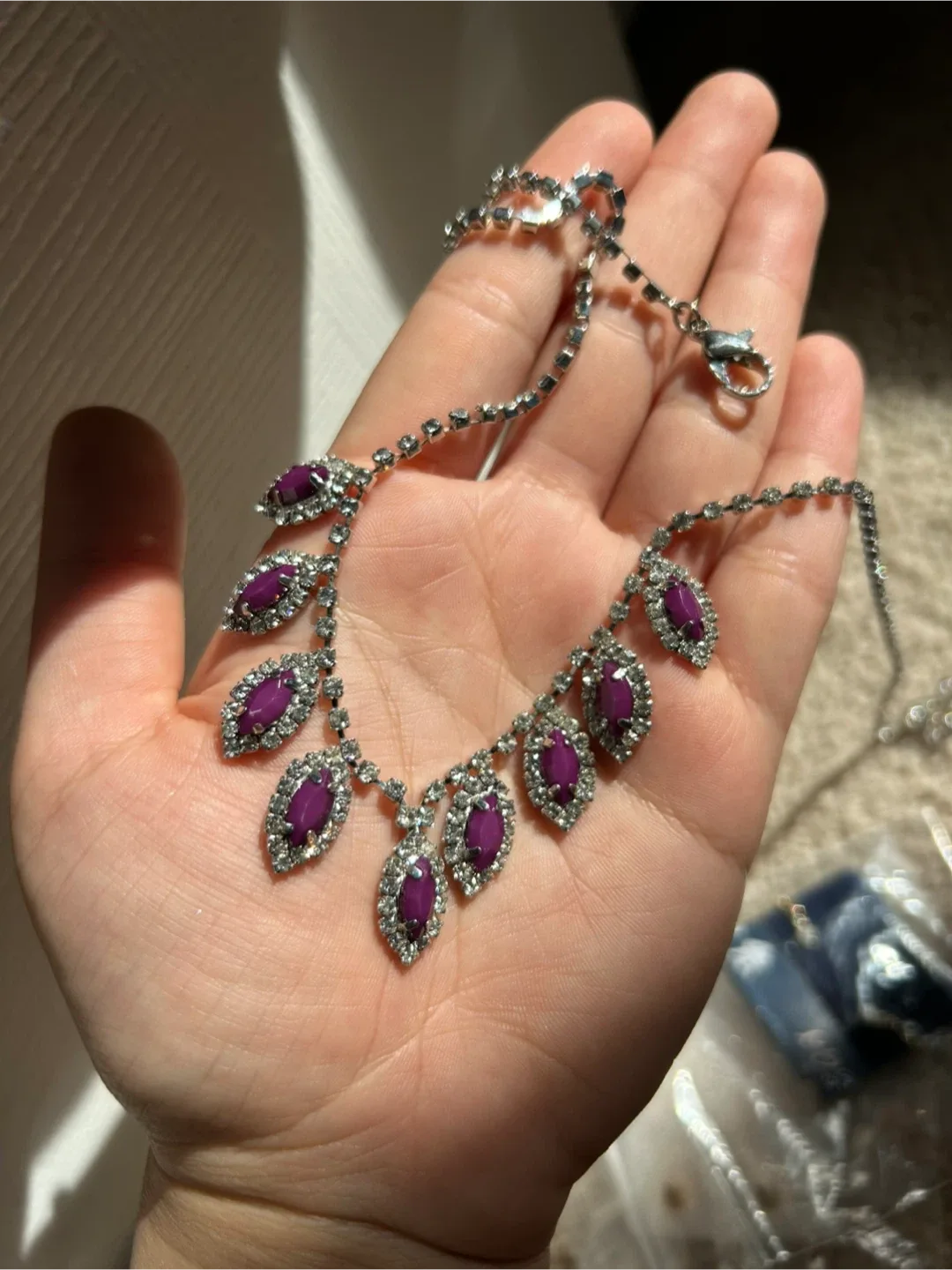 Purple Stone Necklace and Earrings Set thumbnail