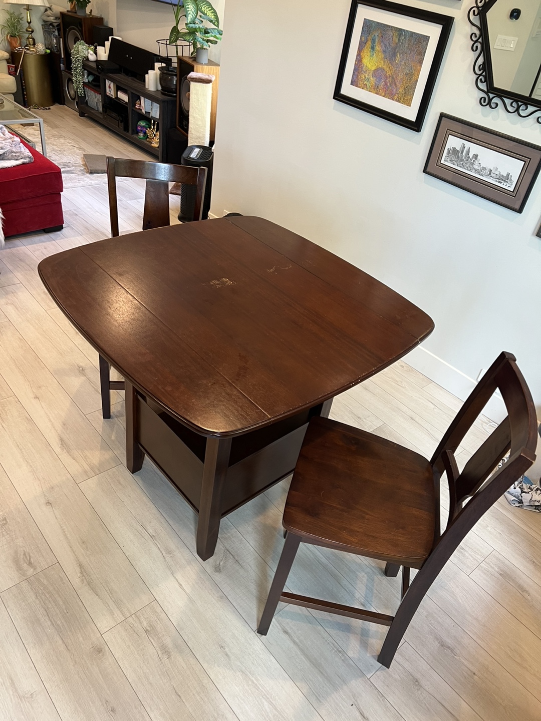 Dark Wood Dining Table with Two Chairs - photo 2
