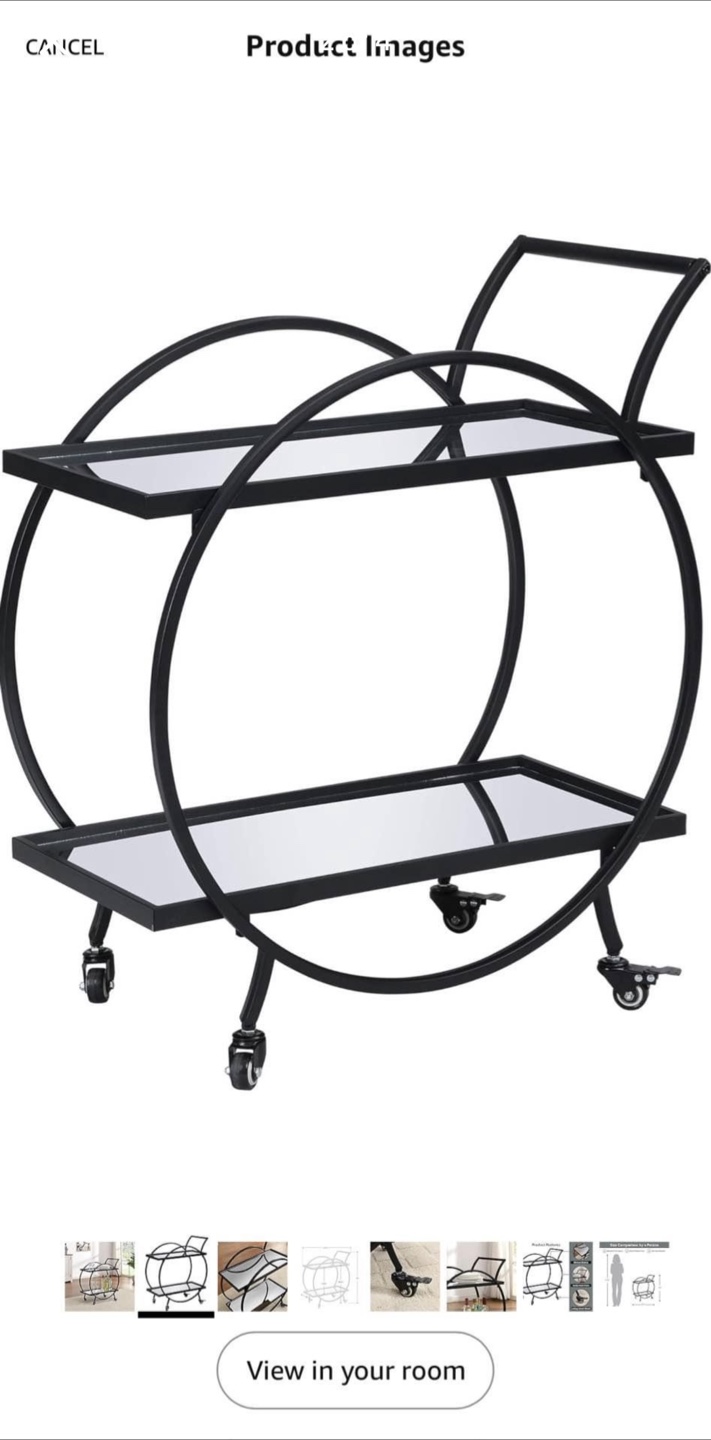 Black Metal & Mirror Bar Cart - photo 4