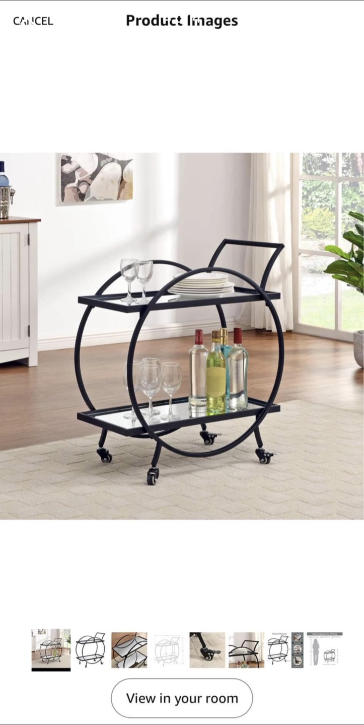 Black Metal & Mirror Bar Cart - photo 3