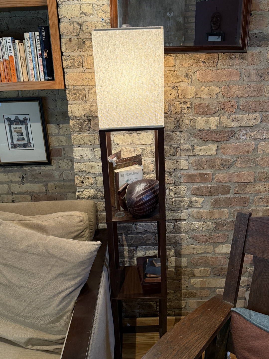Floor Lamp with Built-in Shelves