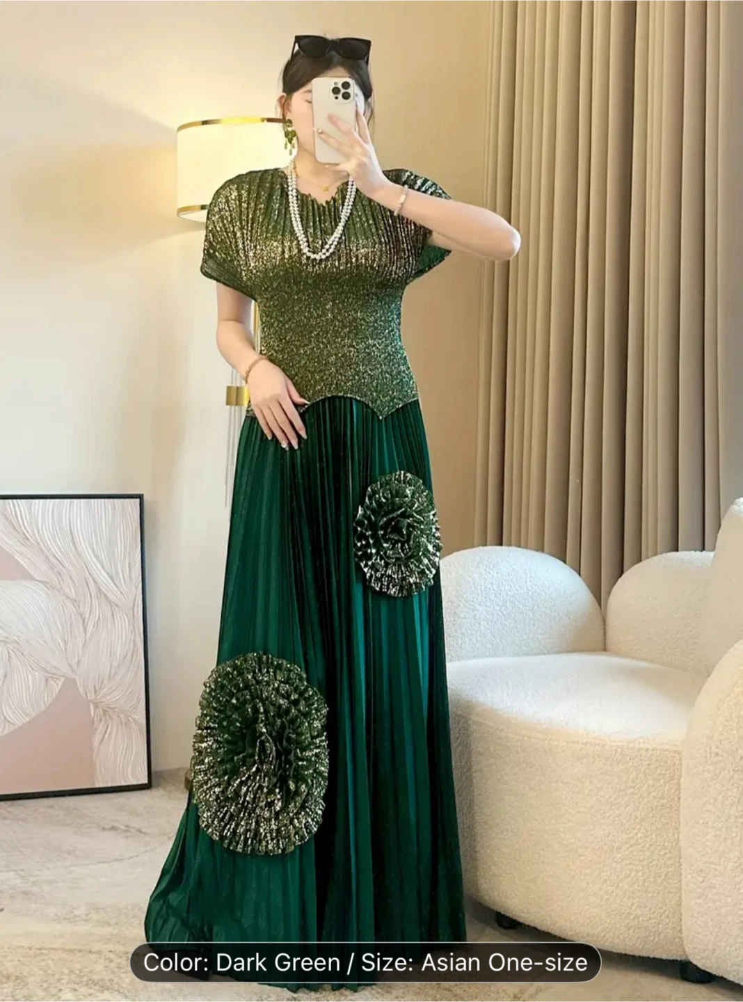 Elegant One-Size Dress - Matcha - photo 3