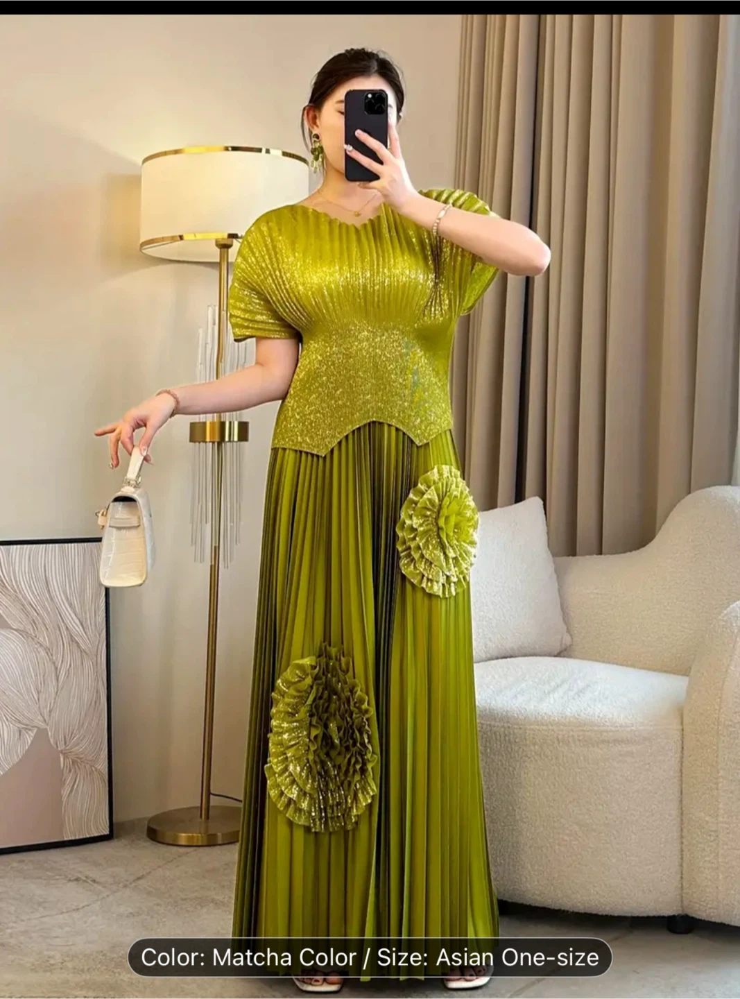 Elegant One-Size Dress - Matcha - photo 2
