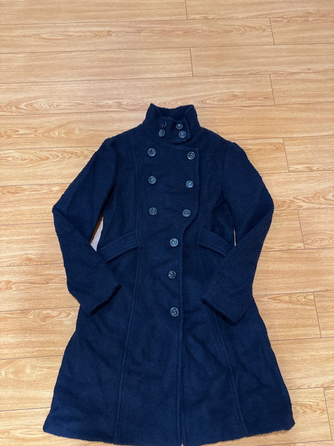 Navy Blue Wool Blend Coat thumbnail