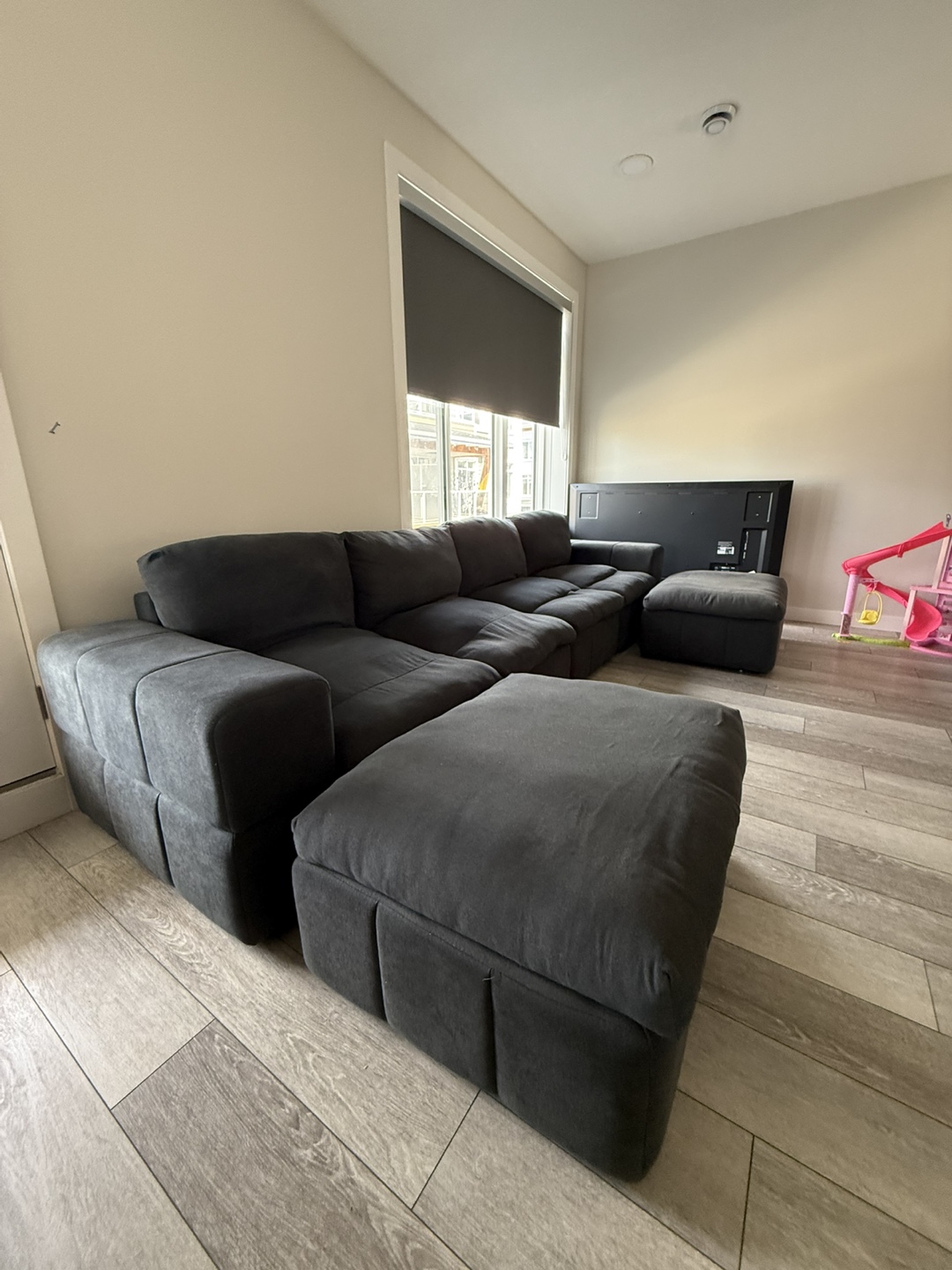 Large Grey Sectional Sofa with Ottomans - photo 2