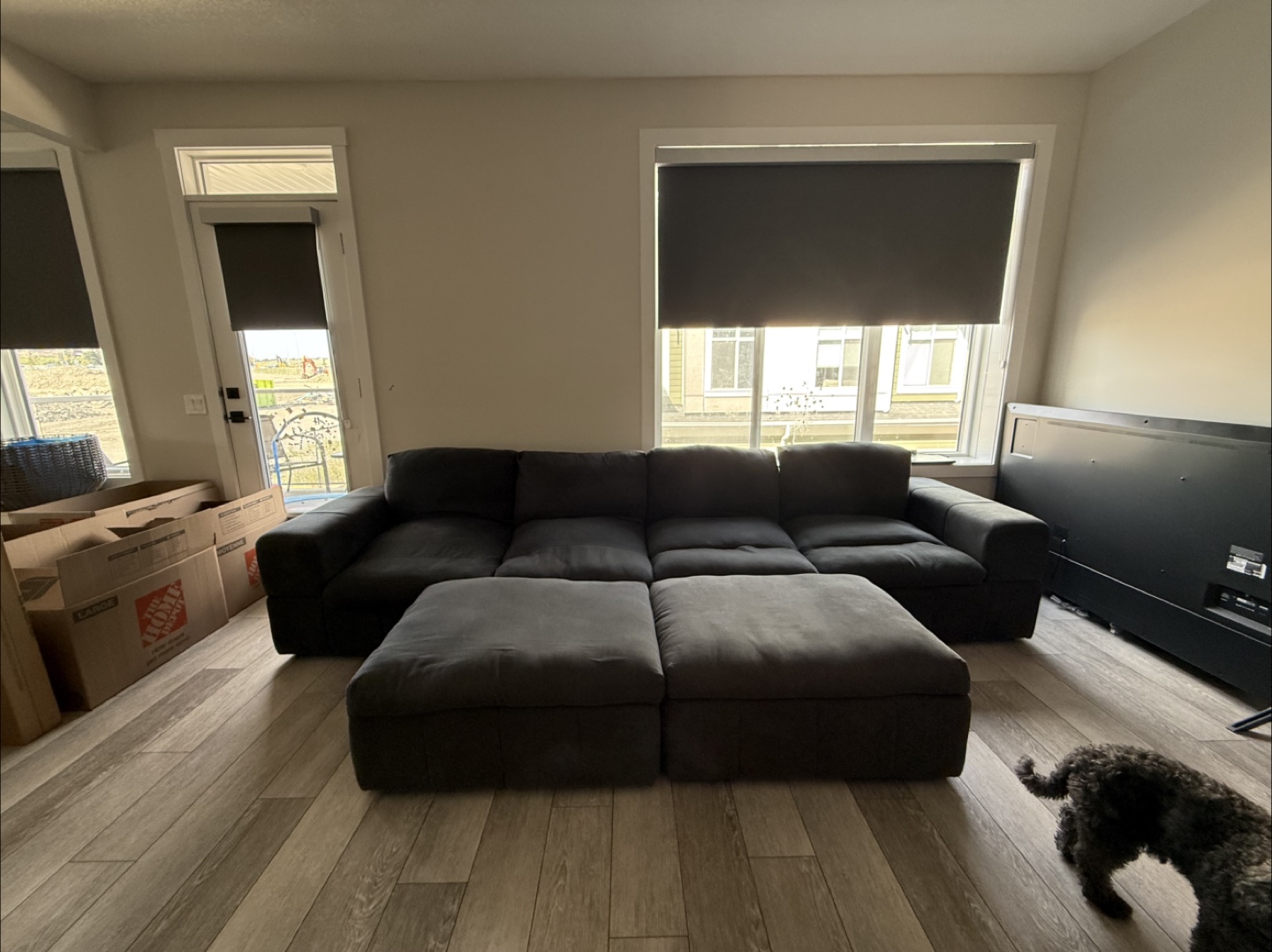 Large Grey Sectional Sofa with Ottomans - photo 4