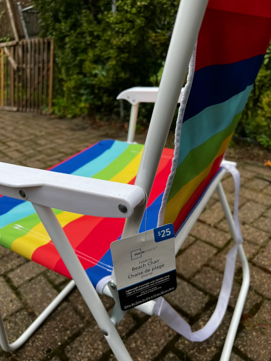 Mainstays Folding Beach Chair - Rainbow Stripes image indicator(2)