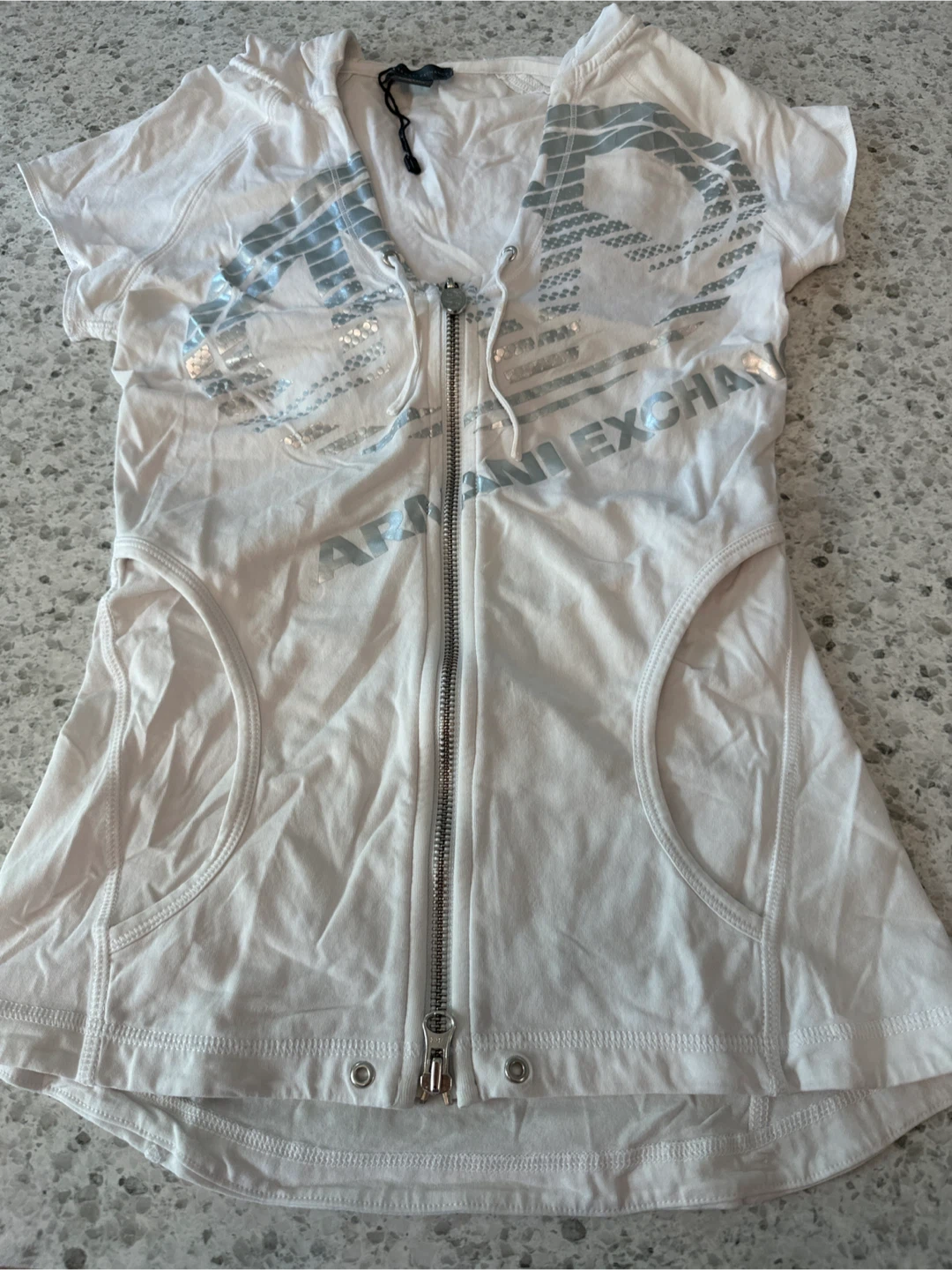 Armani Exchange White Hoodie - Size Small