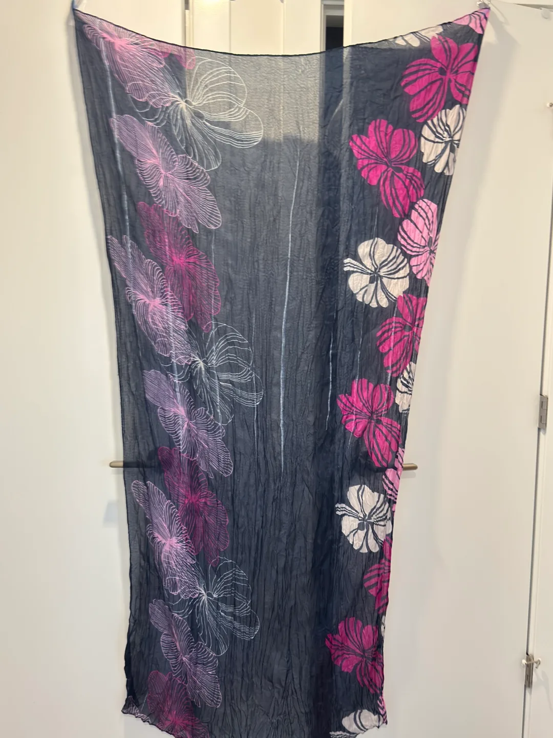 Floral Scarf - Pink & Black thumbnail