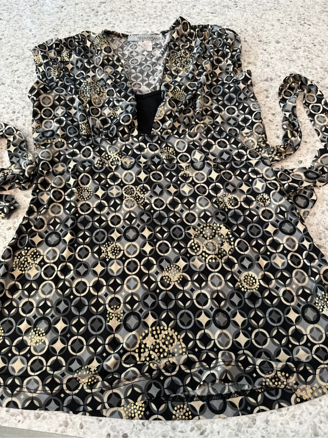 Women’s Blouse - Golden, Black, Grey, Size M thumbnail
