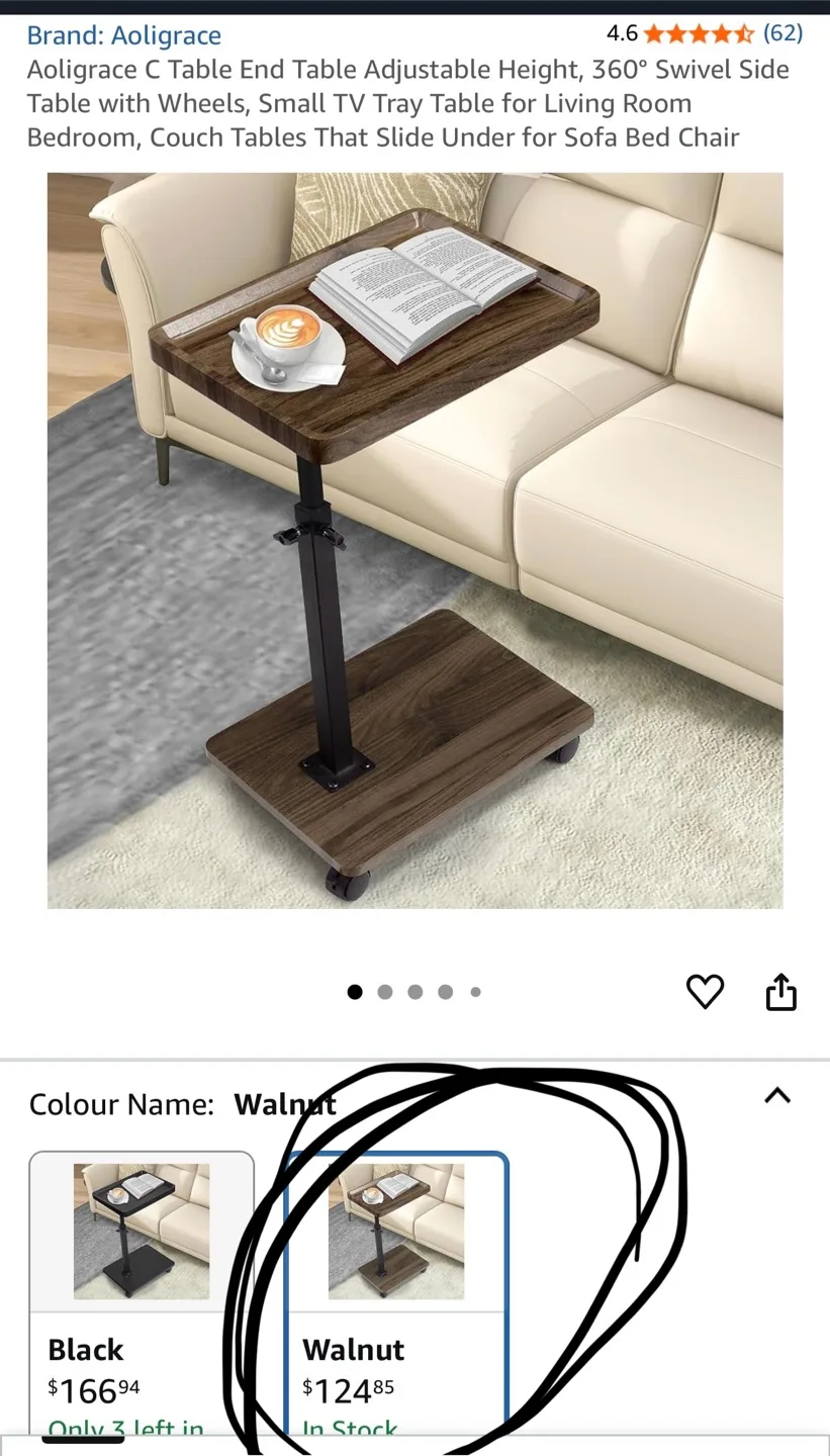 Brand New! 360° Swivel Side Table with Wheels image indicator(7)