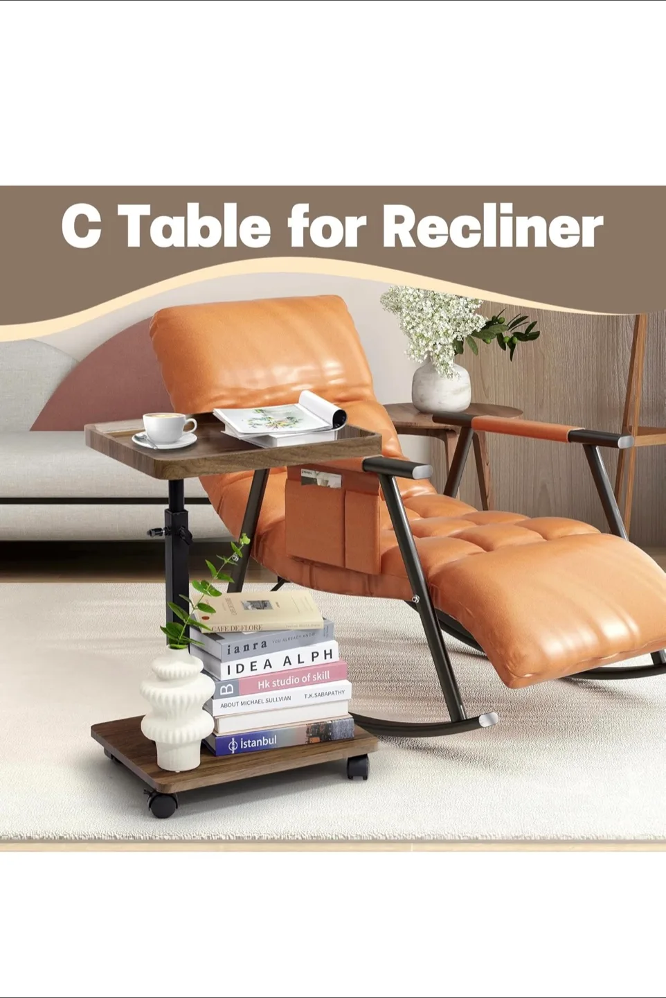 Brand New! 360° Swivel Side Table with Wheels image indicator(5)