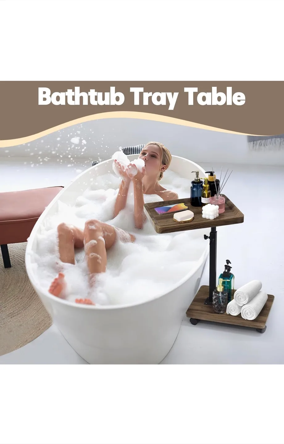 Brand New! 360° Swivel Side Table with Wheels image indicator(6)