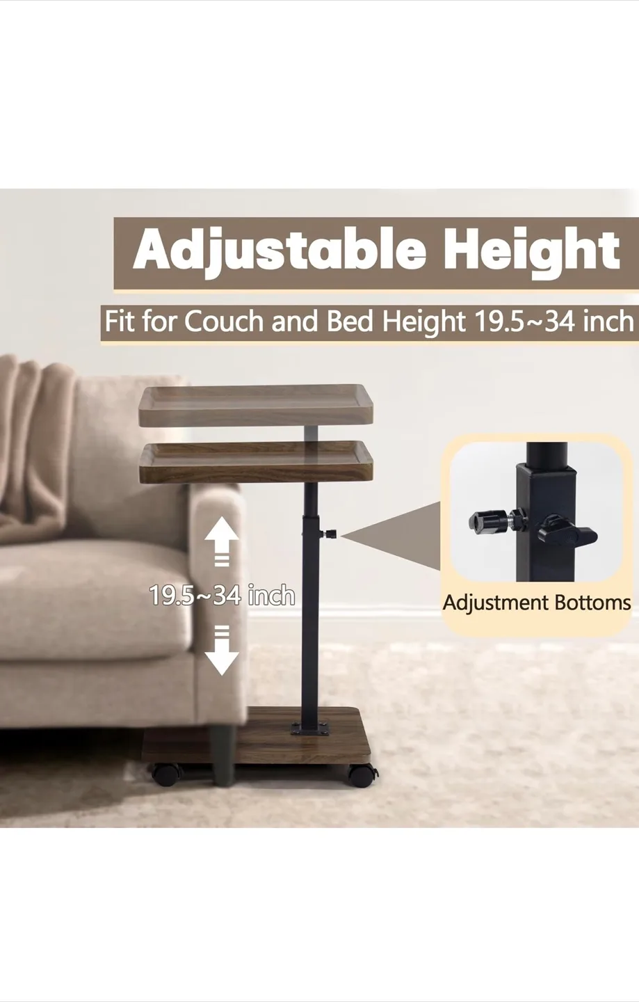 Brand New! 360° Swivel Side Table with Wheels image indicator(3)