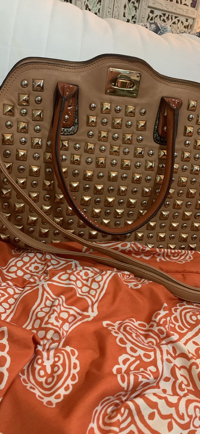 Studded Tan Tote Bag
