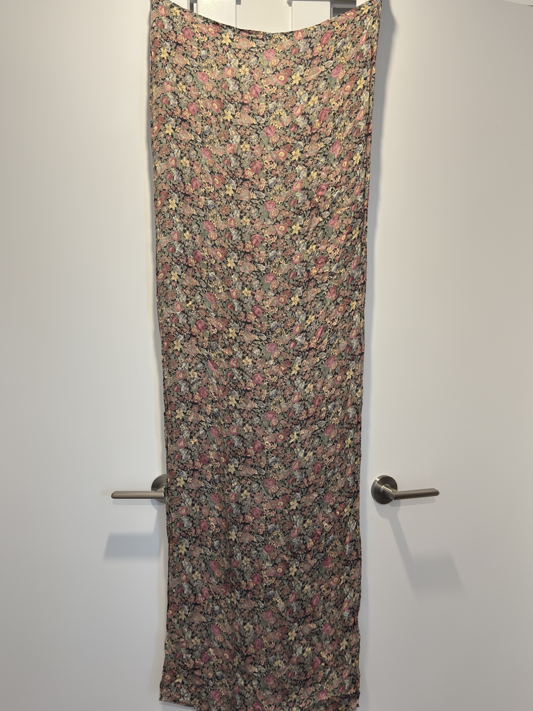 silk double layer Floral Print Scarf