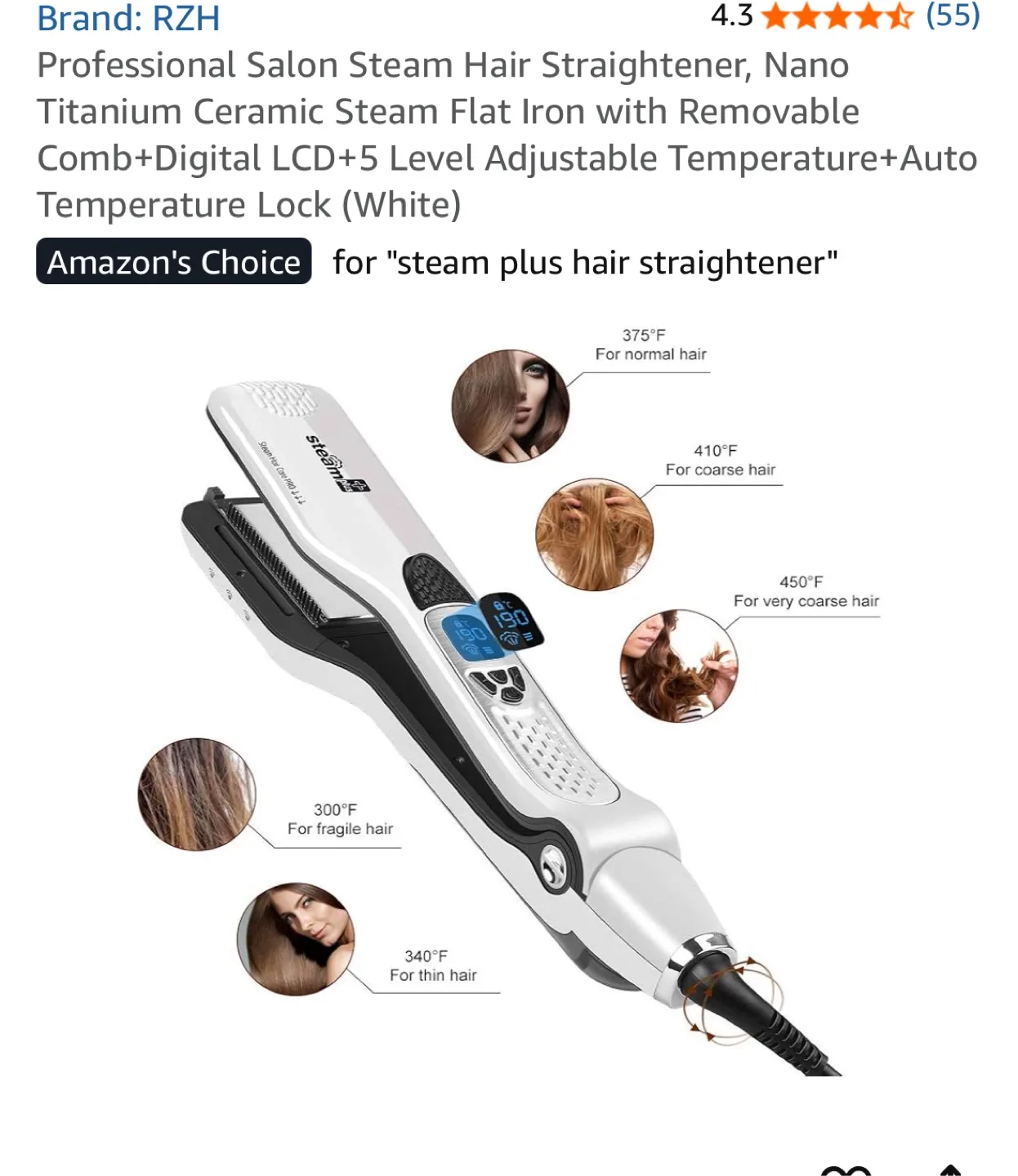 RZH Salon Steam Hair Straightener image indicator(2)