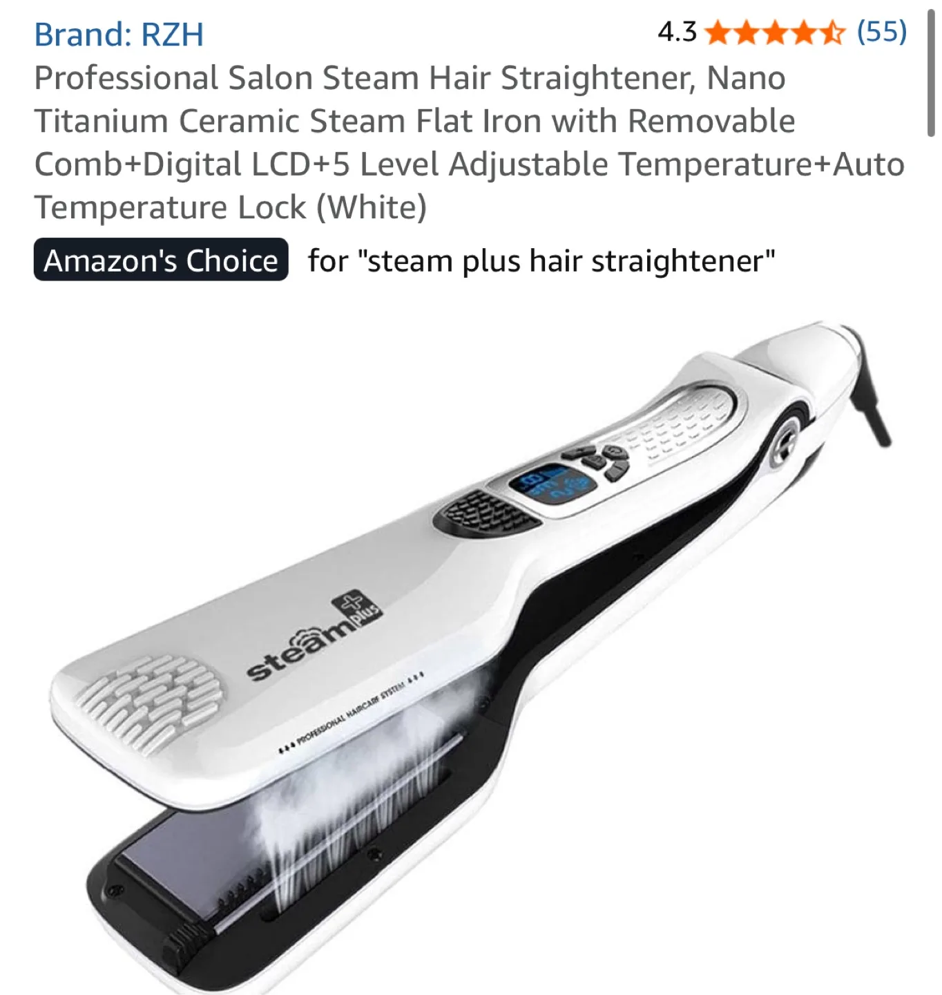 RZH Salon Steam Hair Straightener thumbnail