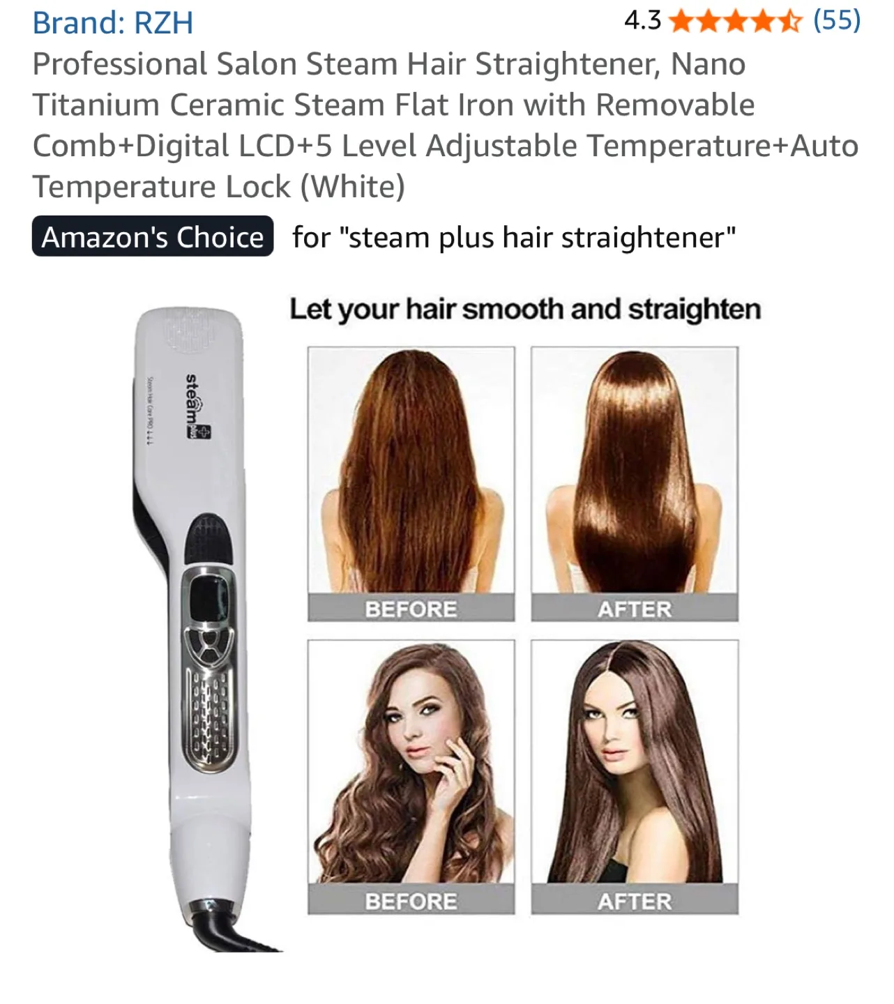RZH Salon Steam Hair Straightener image indicator(7)