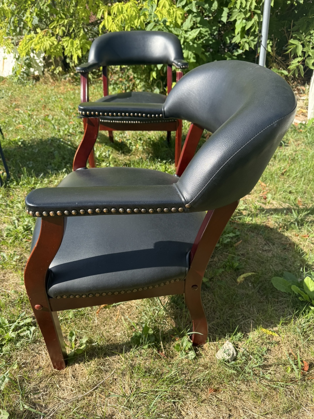 Black Leather Arm Chairs - Set of 4 - photo 2
