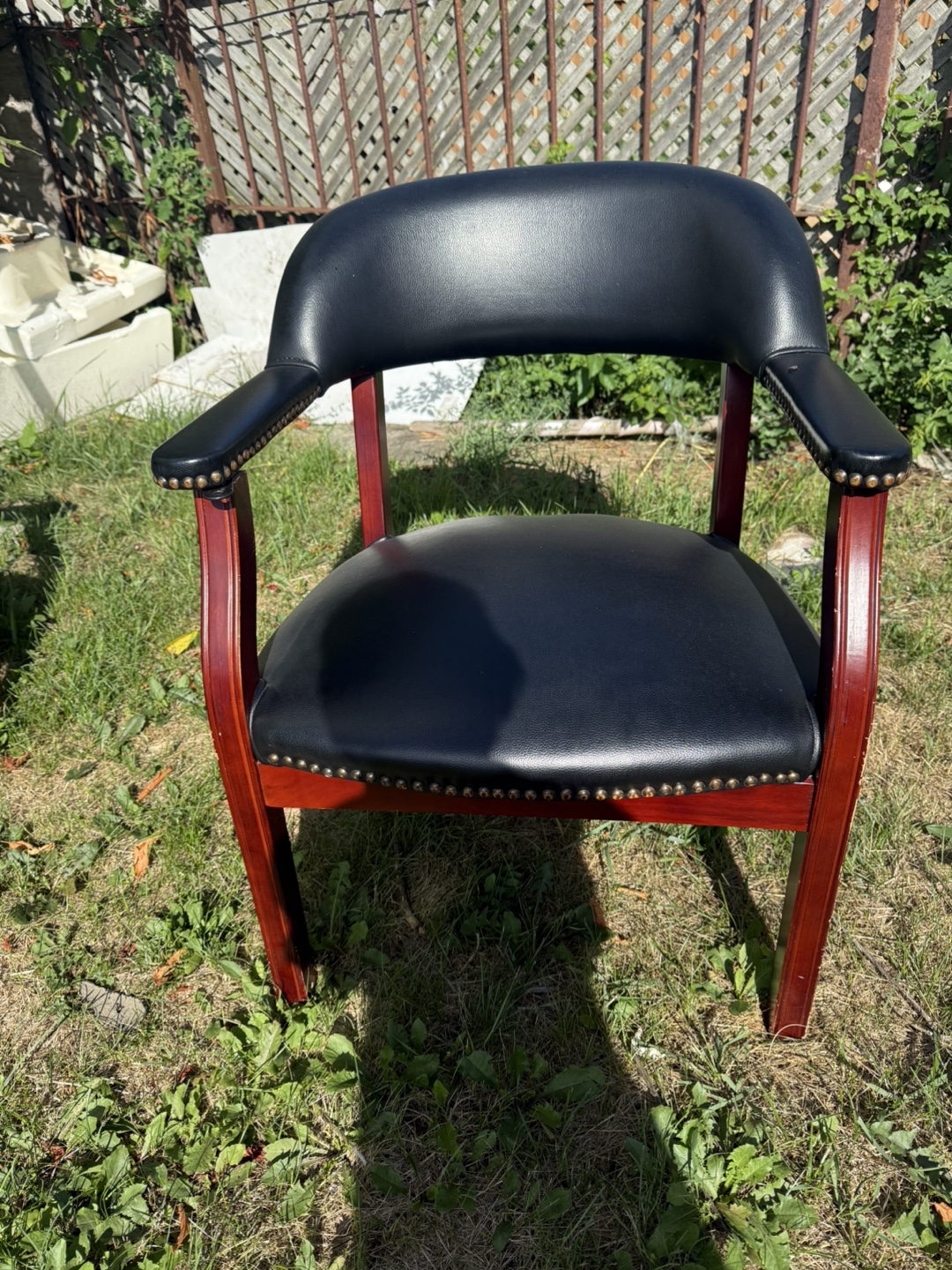 Black Leather Arm Chairs - Set of 4