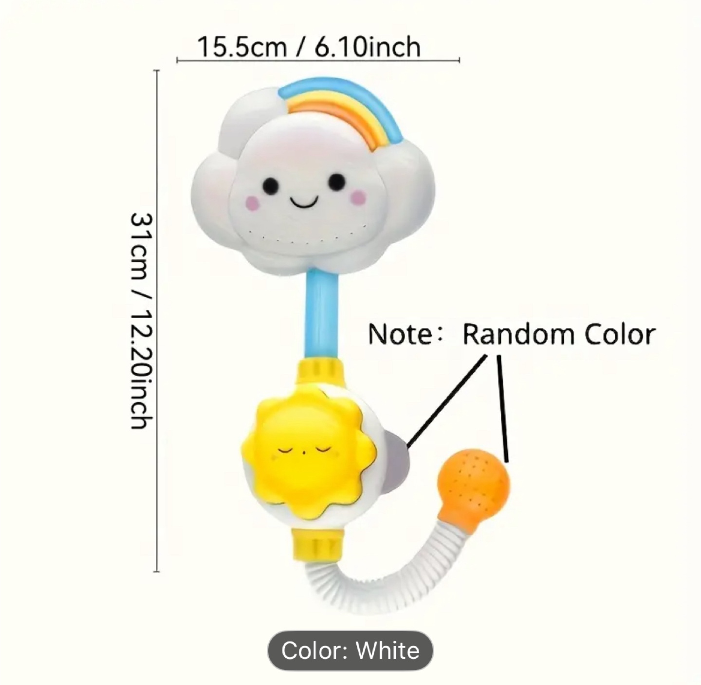 Cloud & Sun Baby Bath Shower Head Toy- White - photo 4