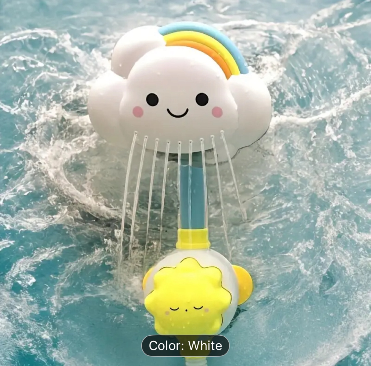 Cloud & Sun Baby Bath Shower Head Toy- White - photo 5