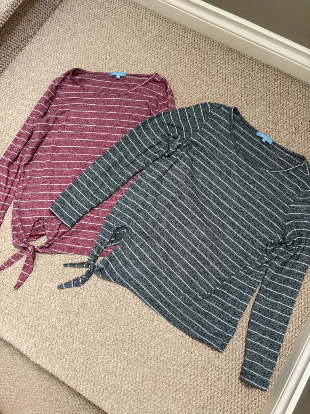 2 PACK - Blue & Pink Striped Tie-Front Tops - Size M (BRAND NEW) - photo 2