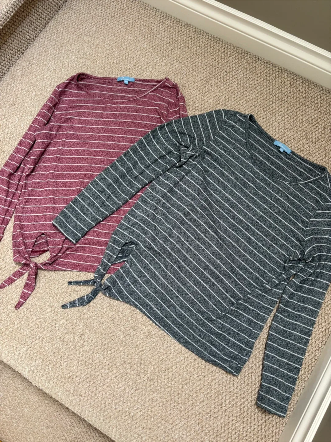 2 PACK - Blue & Pink Striped Tie-Front Tops - Size M (BRAND NEW) image indicator(2)