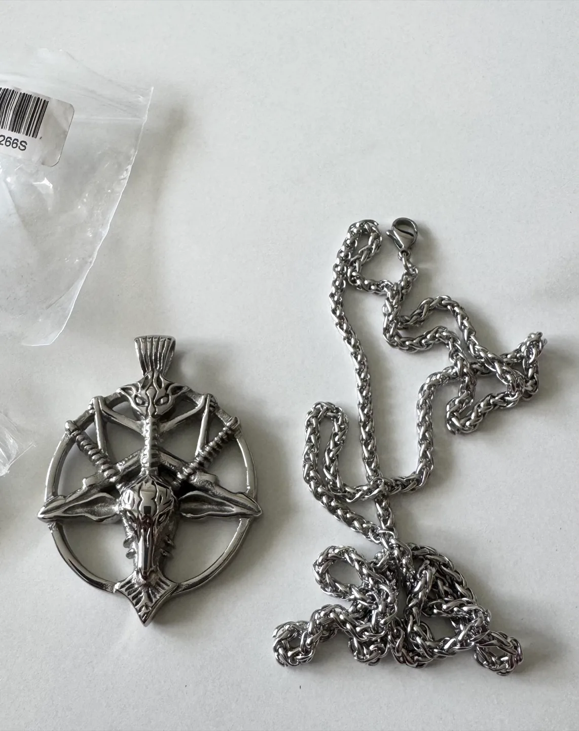 Satanic Silver Necklace & Pendant Set thumbnail