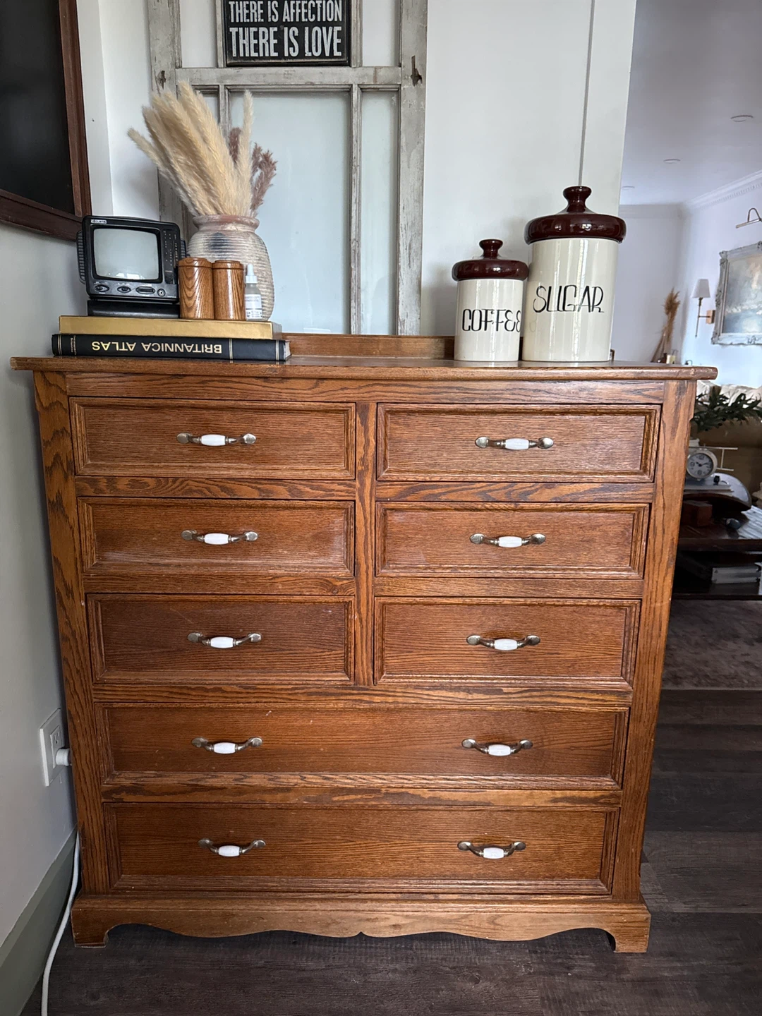 Vintage Wooden 10-Drawer Dresser
