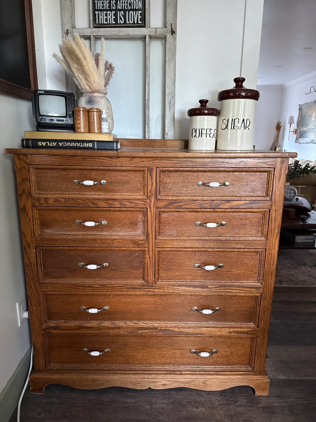 Vintage Wooden 10-Drawer Dresser thumbnail
