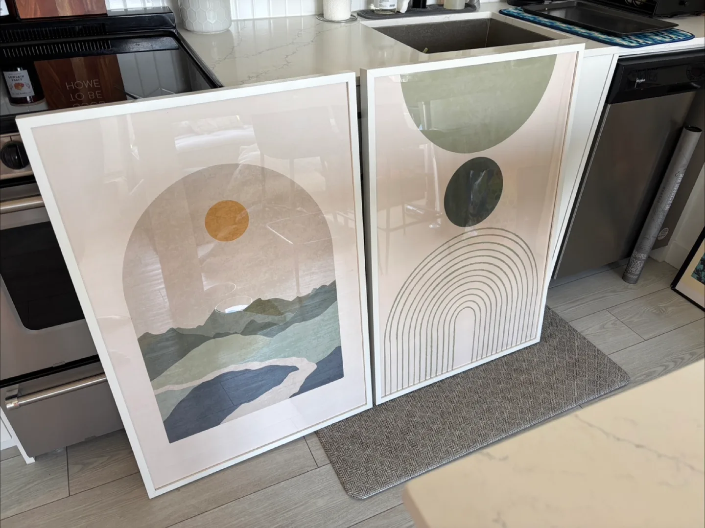 Large Framed Abstract Art Prints - Set of 2