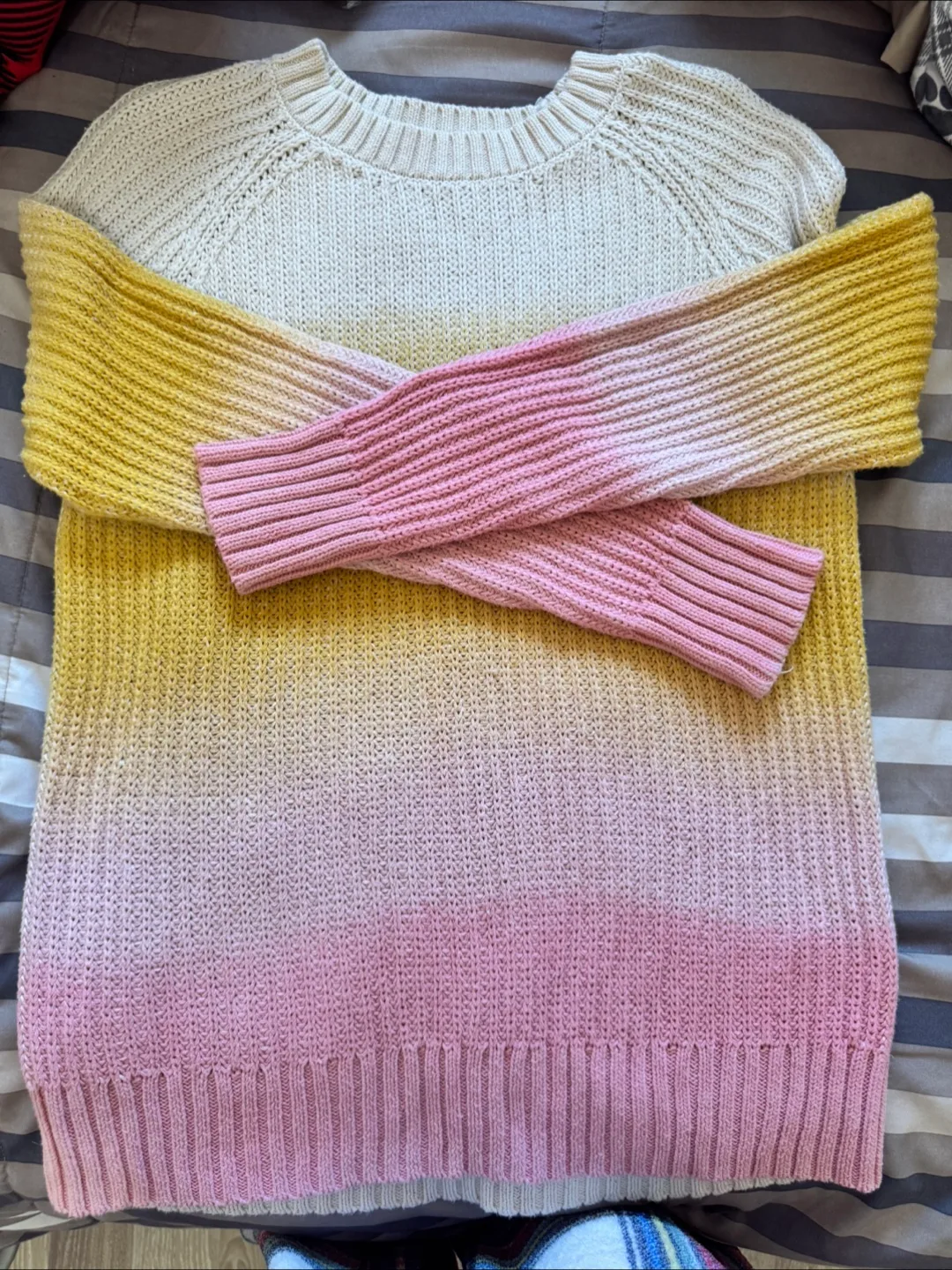 Ombre Knit Sweater - Pink, Yellow, White image indicator(2)