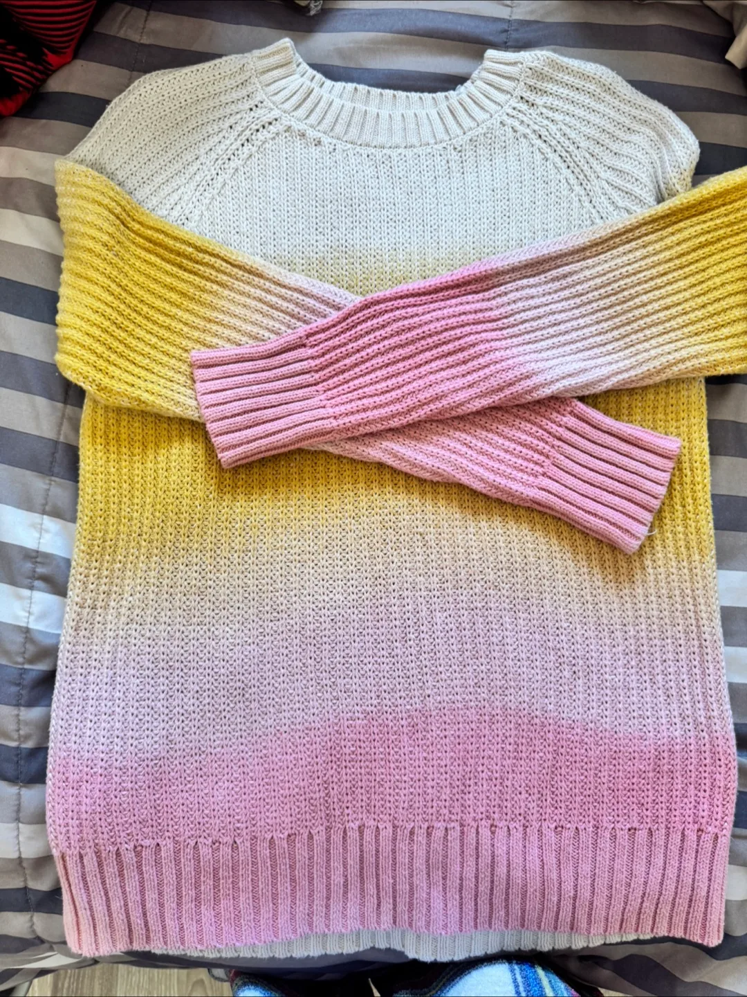 Ombre Knit Sweater - Pink, Yellow, White image indicator(3)