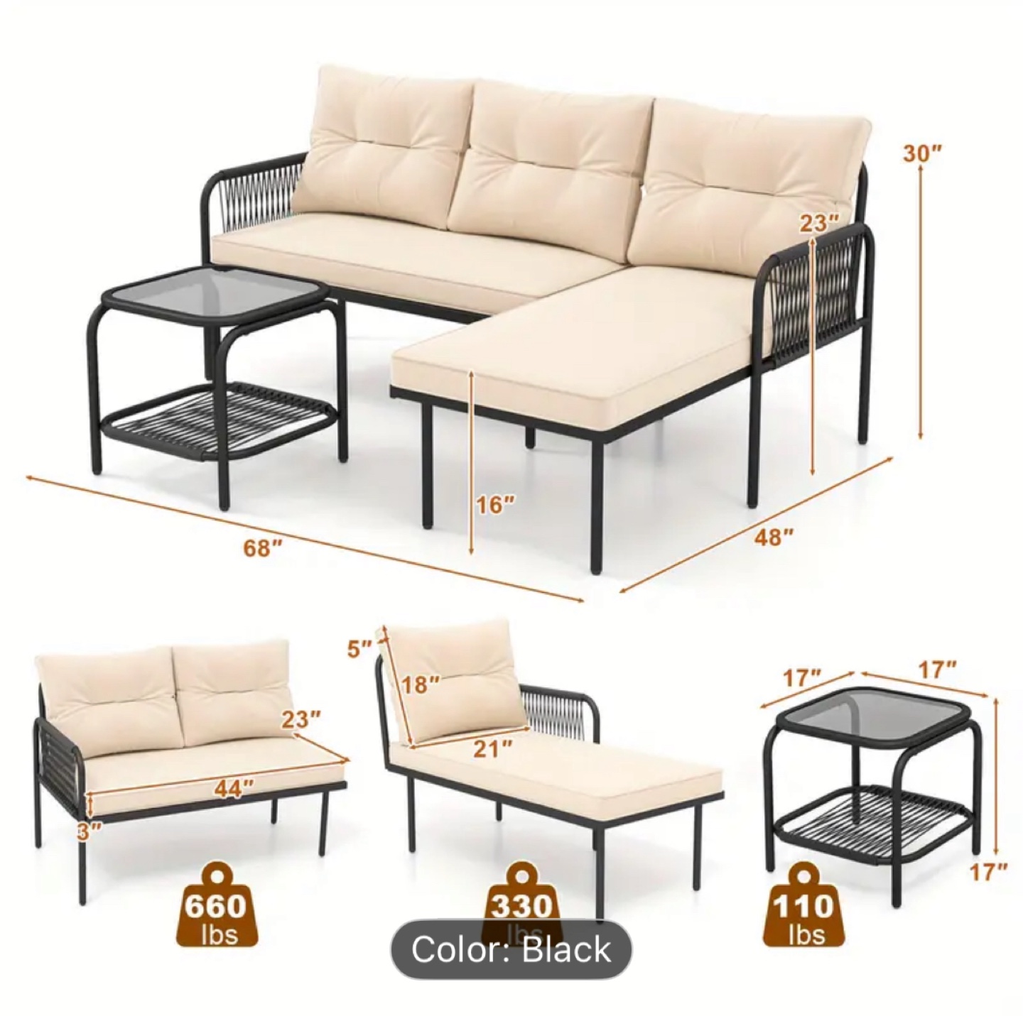 Outdoor patio set - sectional - cover included - photo 4