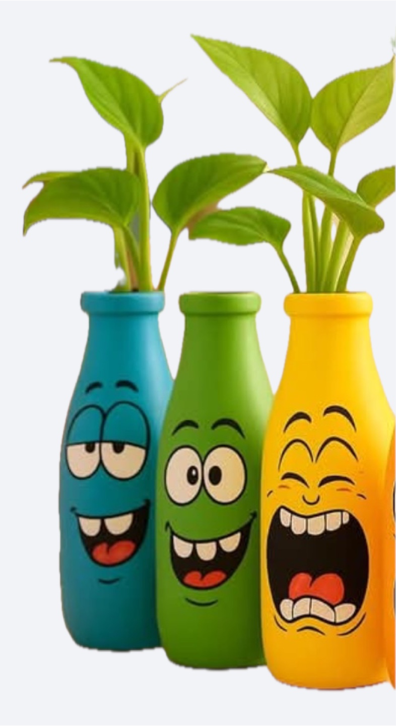 Cute Cartoon Face Plant Pots - Set of 3
