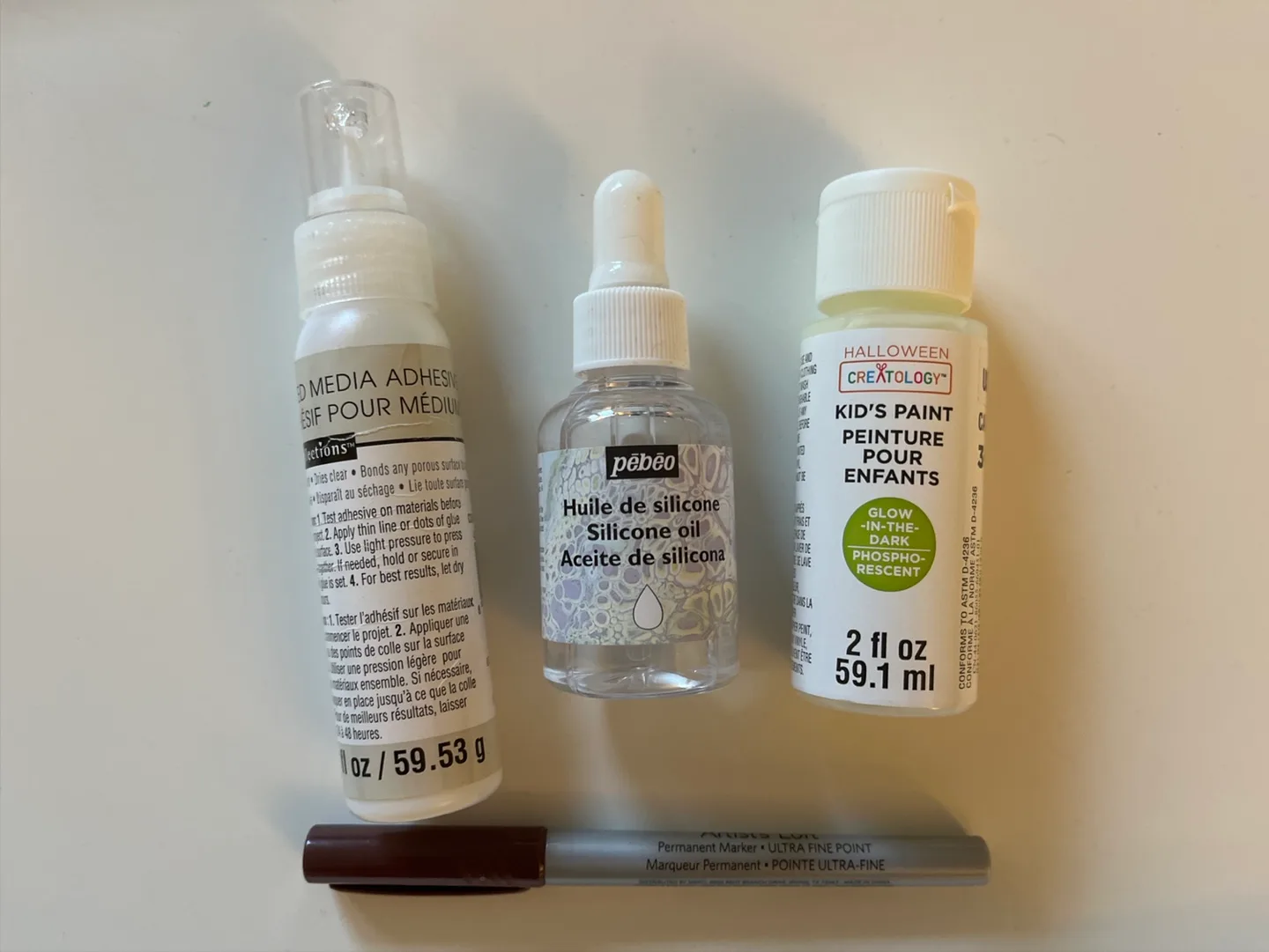 Craft Supplies: Adhesive, Silicone Oil, Glow Paint, Marker thumbnail