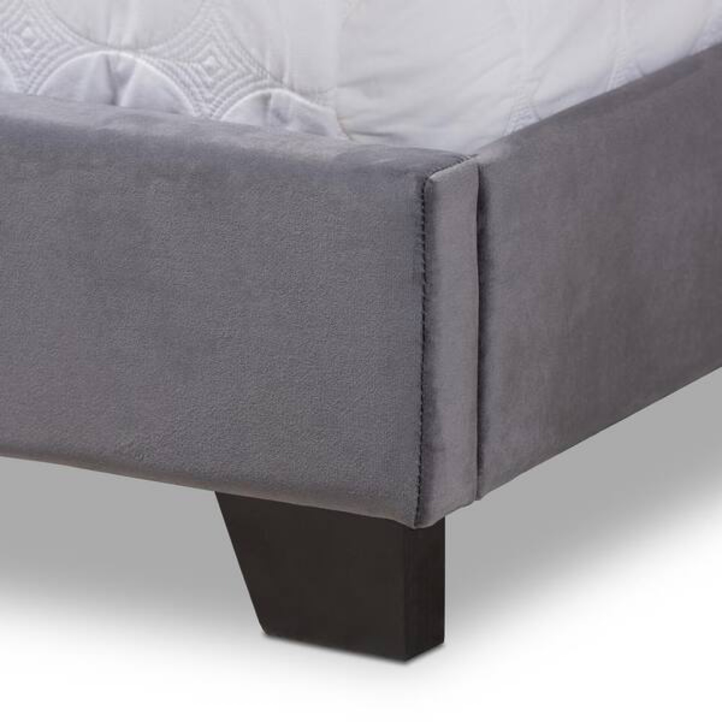 New King Size Dark Grey Upholstered Bed with Nailhead Trim - photo 3