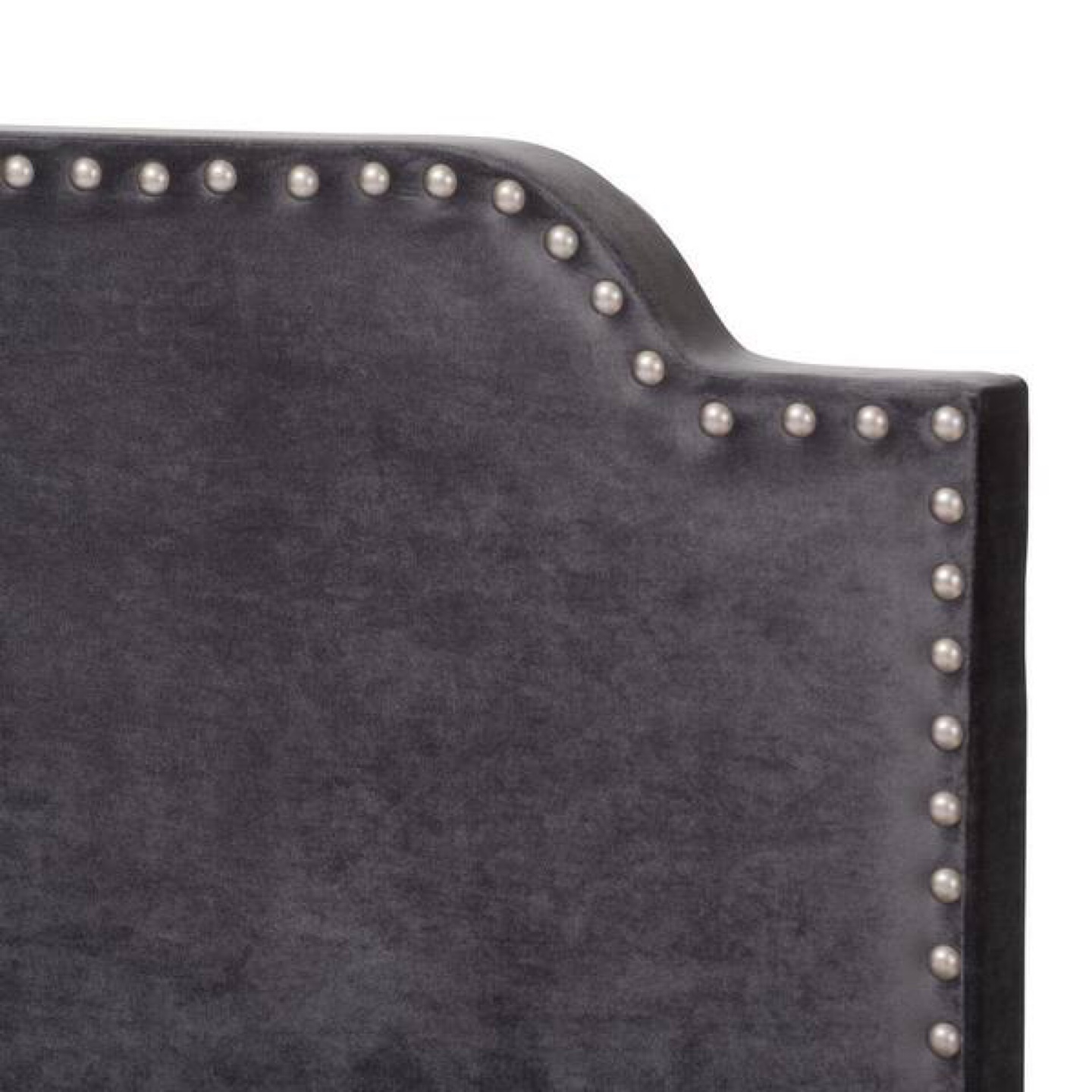 New King Size Dark Grey Upholstered Bed with Nailhead Trim - photo 2