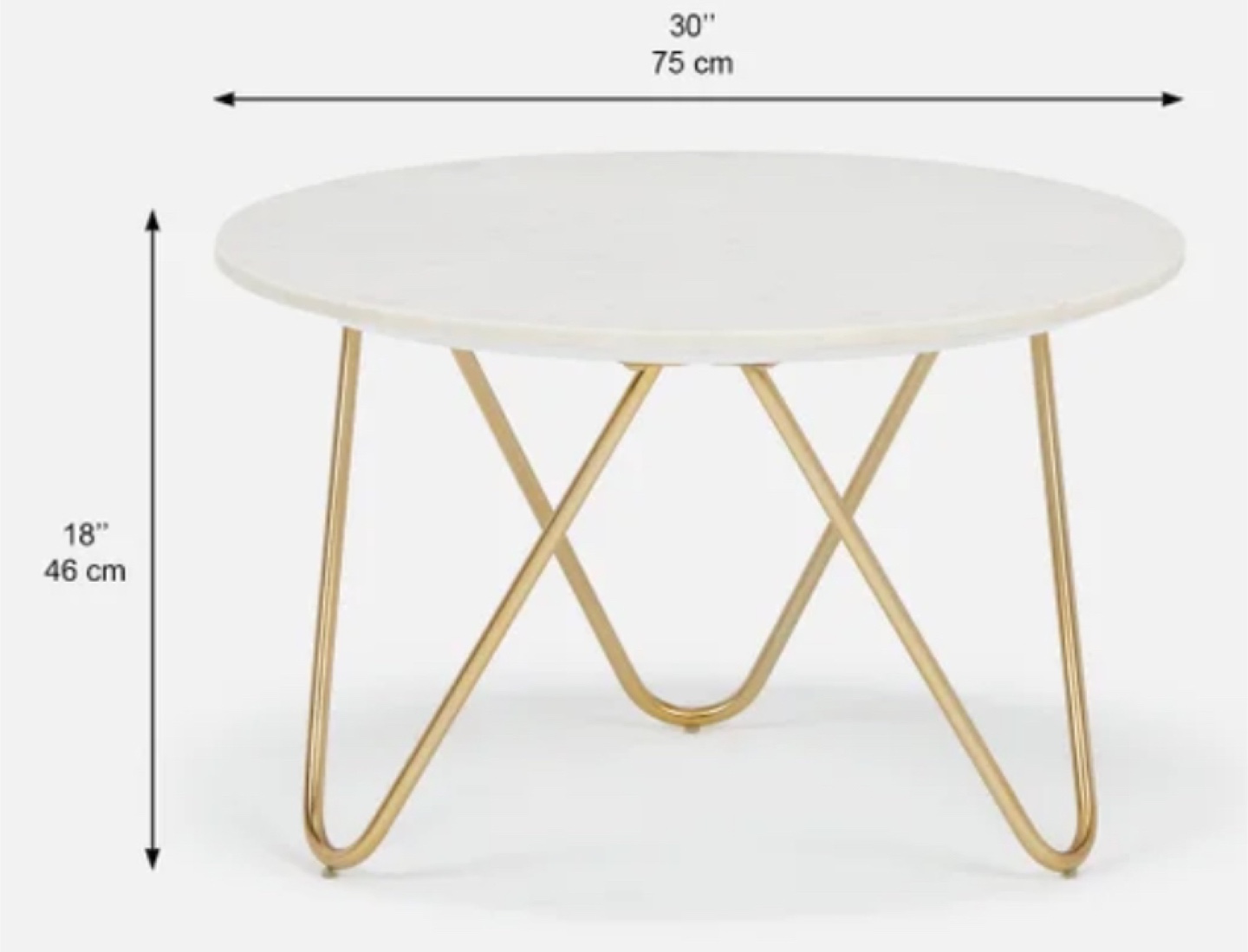 Marble Top Coffee Table with Gold Legs - 30" - photo 4
