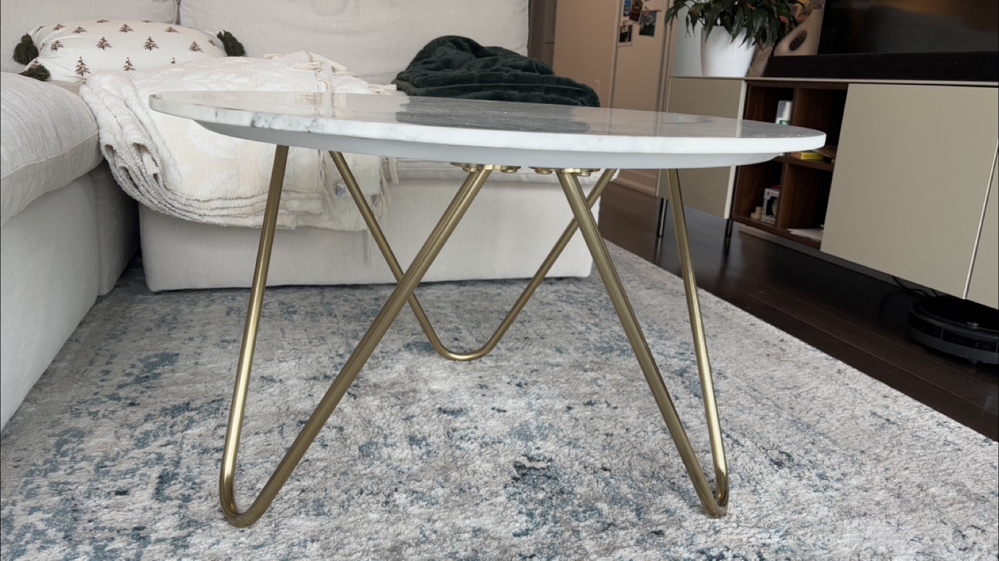 Marble Top Coffee Table with Gold Legs - 30" - photo 3
