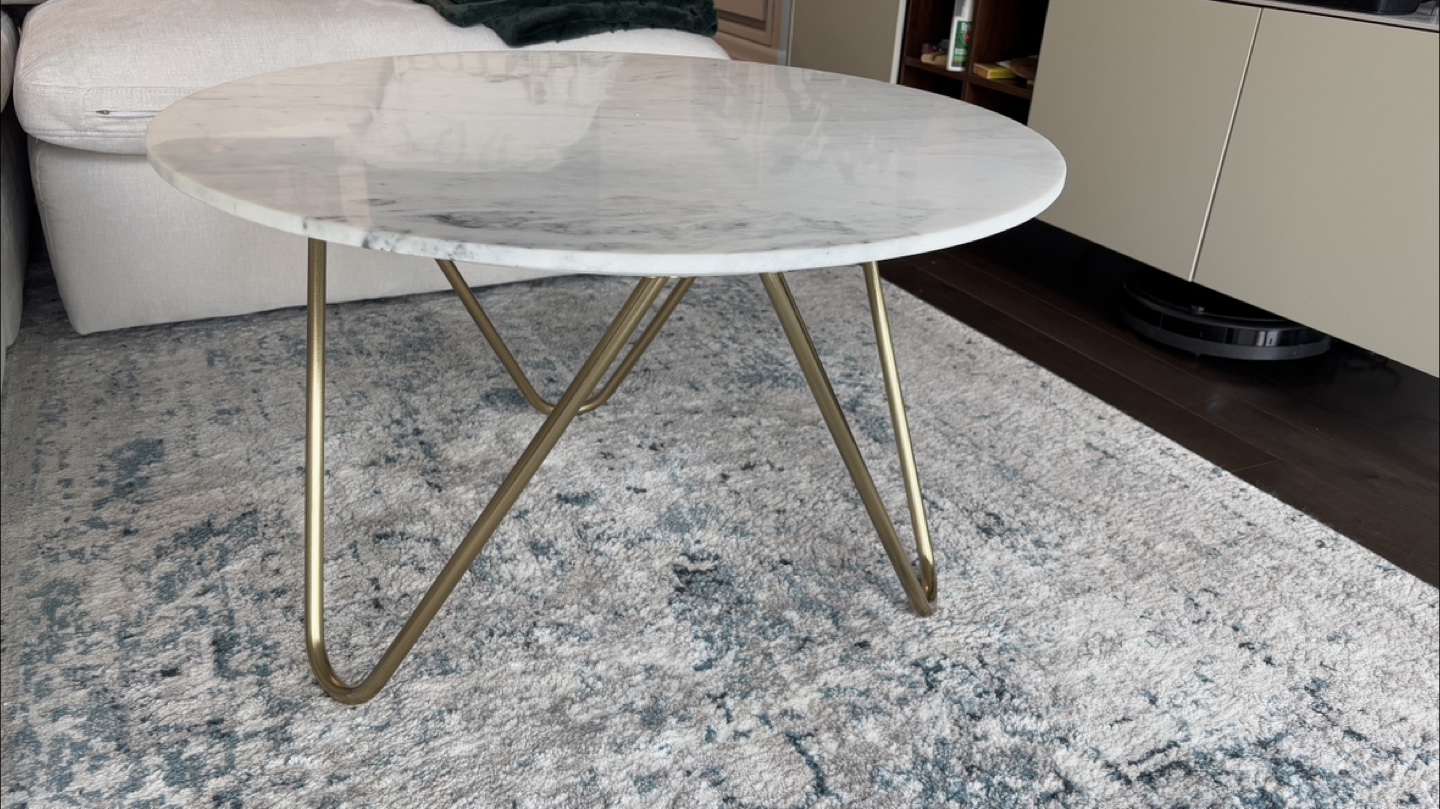 Marble Top Coffee Table with Gold Legs - 30"