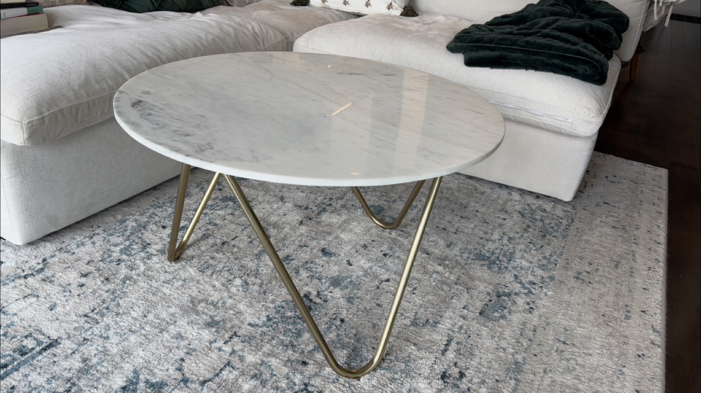 Marble Top Coffee Table with Gold Legs - 30" - photo 2