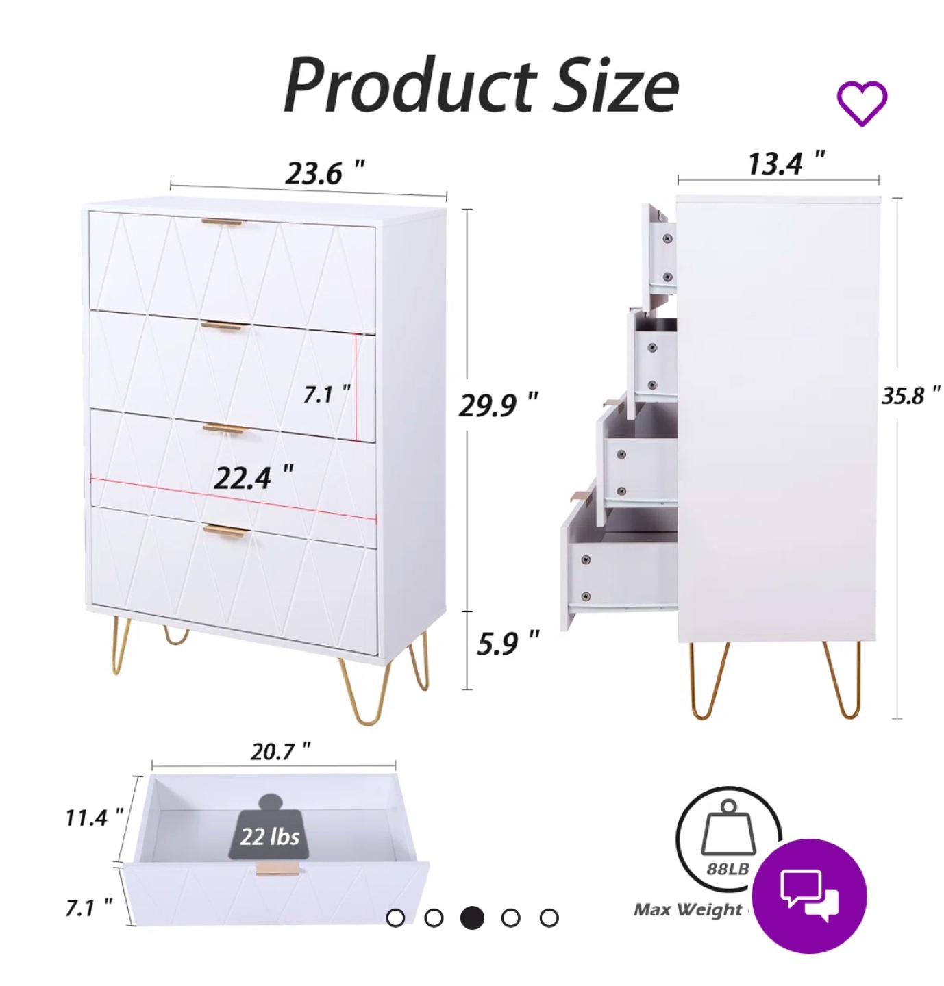 2 White 4-Drawer Chest Dresser (selling 2 units) - photo 4
