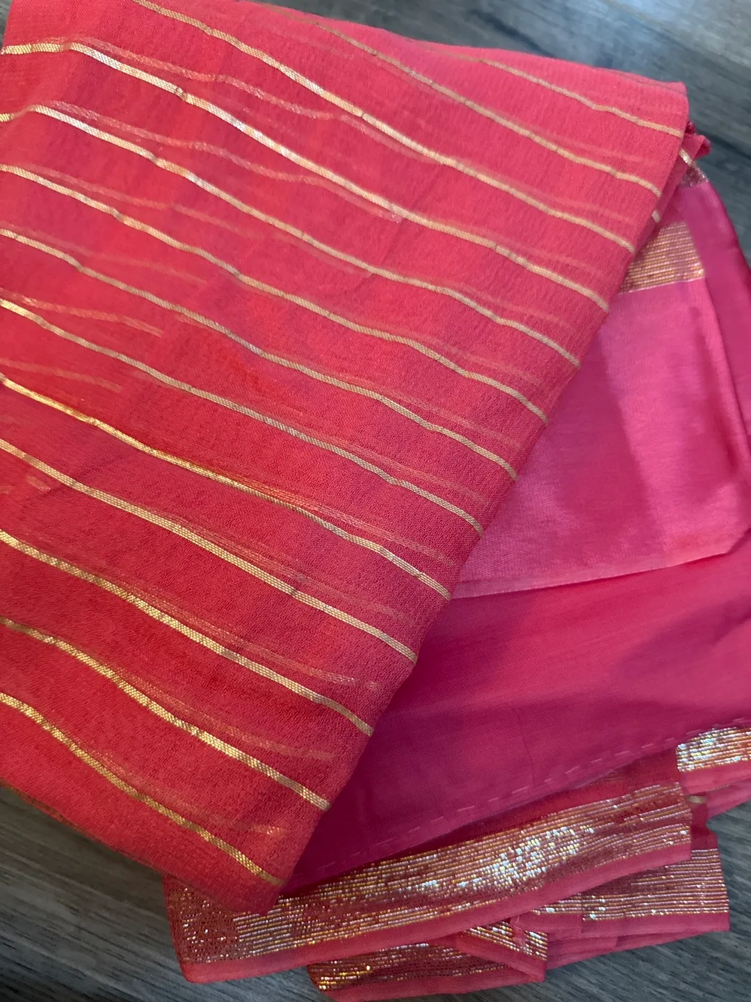 Pink & Gold Striped Fabric image indicator(2)