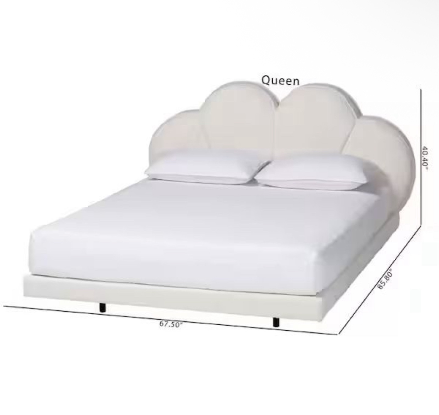 New Scalloped Boucle Floating Queen Size Platform Bed - photo 2