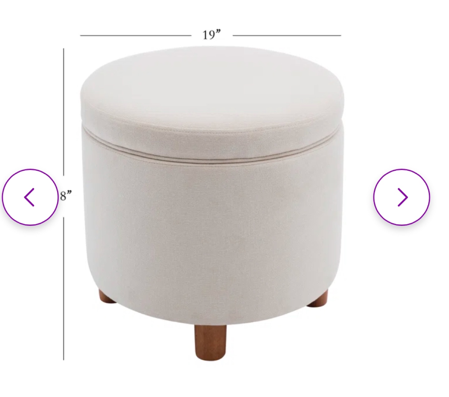 Storage Ottoman - Cream, 19"x18" - photo 3