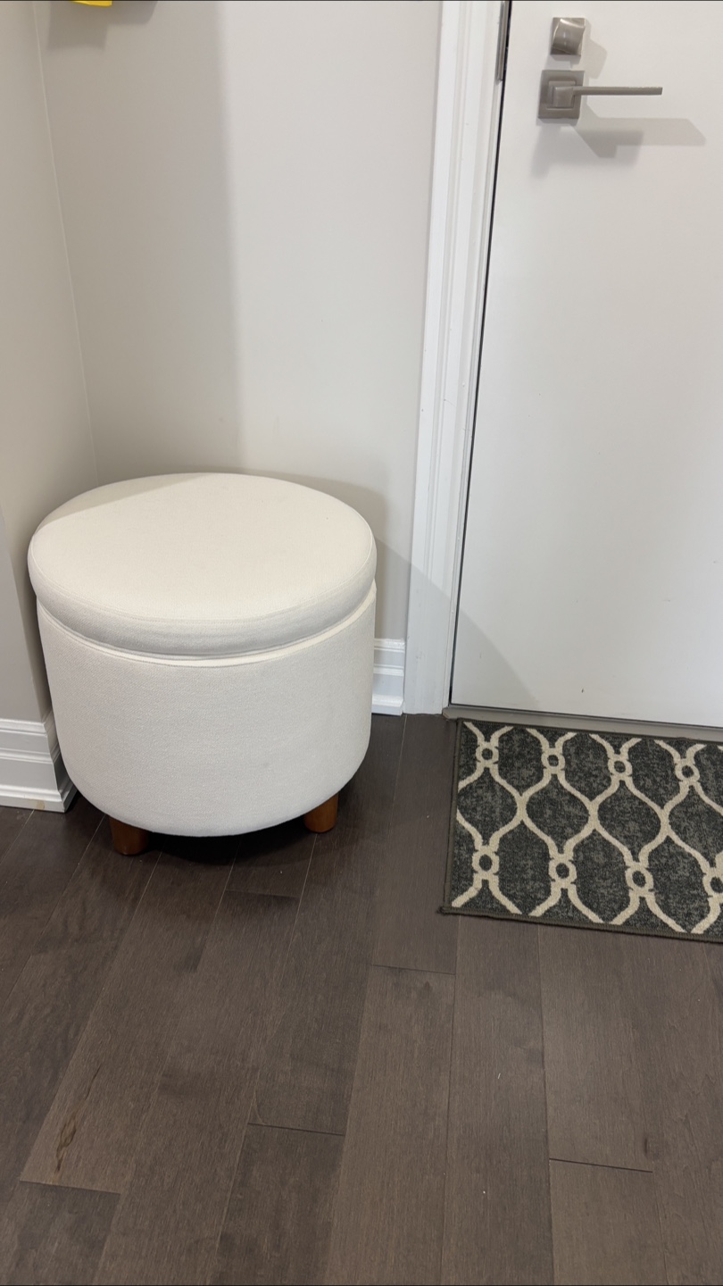 Storage Ottoman - Cream, 19"x18"